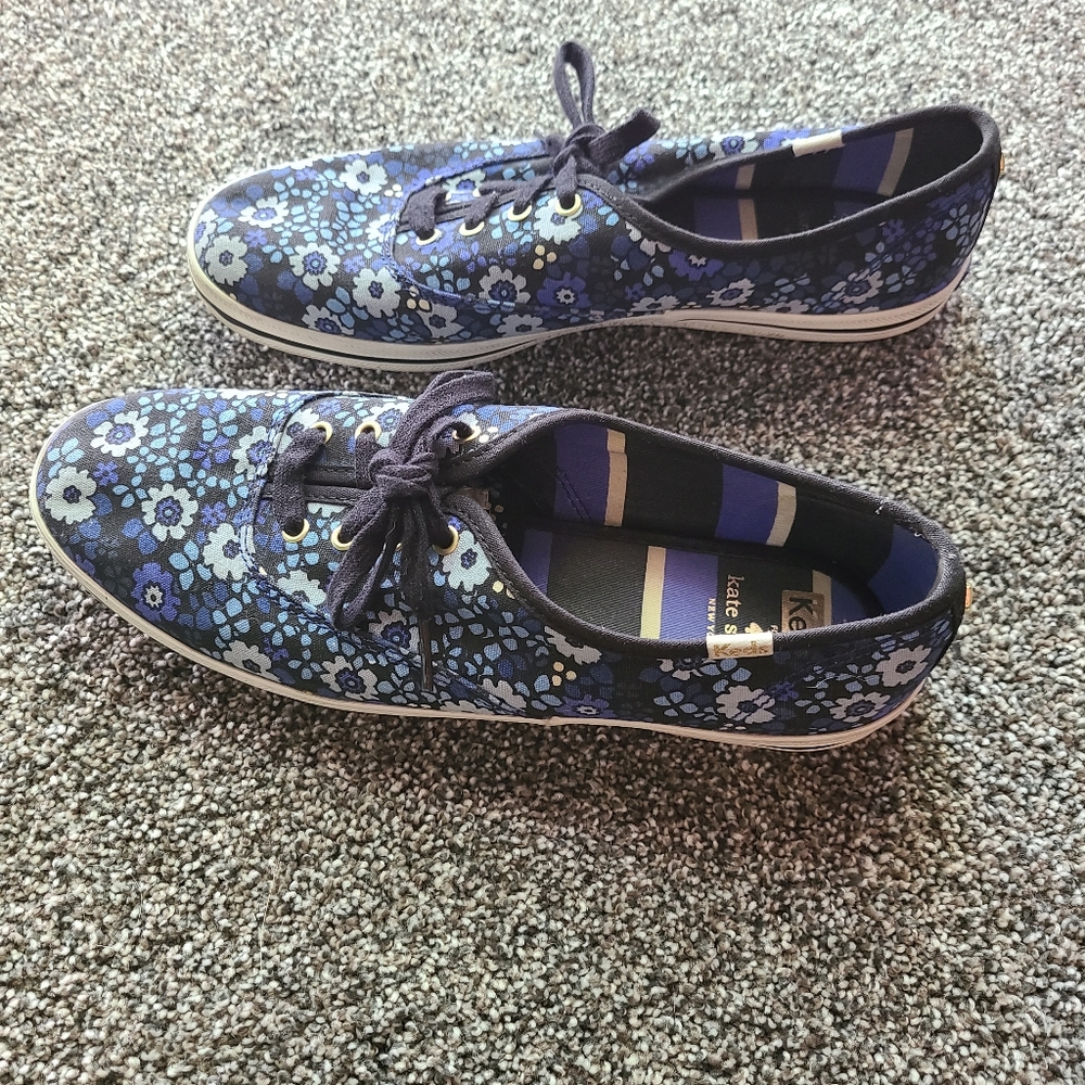 Kate Spade x Keds Kick Print Blue Floral Sneaker, Size 8.5 - Picture 3 of 5